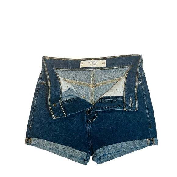Abercrombie & Fitch Jean shorts rolled hem high rise blue denim W24 - Picture 4 of 13
